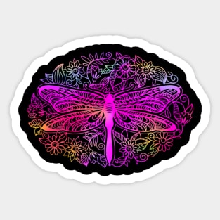 Rainbow Pink & Purple Galaxy Boho Dragonfly Sticker